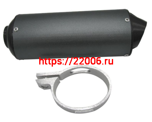 Глушитель эллипс черно-красый с кронштейном 38мм Глушитель эллипс черно-красый с кронштейном 38мм