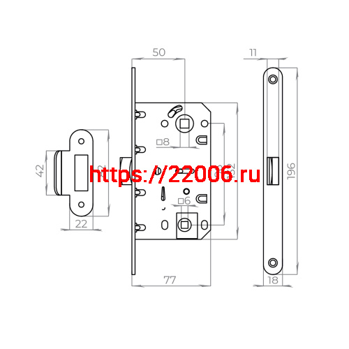 Защелка Ajax (Аякс) врезная PLASTLP96WC-50/IND SN мат.никель (кратно коробке 30 шт) фото 2 Защелка Ajax (Аякс) врезная PLASTLP96WC-50/IND SN мат.никель (кратно коробке 30 шт) фото 2
