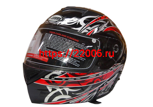 Шлем модуляр COBRA JK111, черный с красным графика(9), с очками, размеры M